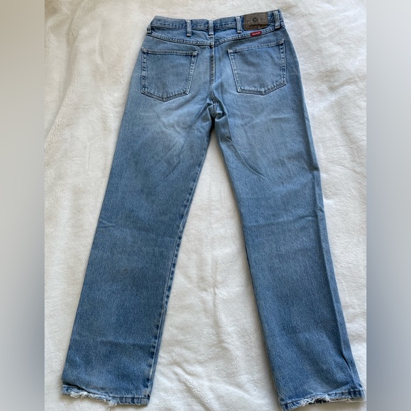 Wrangler jeans size 34/32 full length light/medium wash distressed 100% cotton - Picture 4 of 8